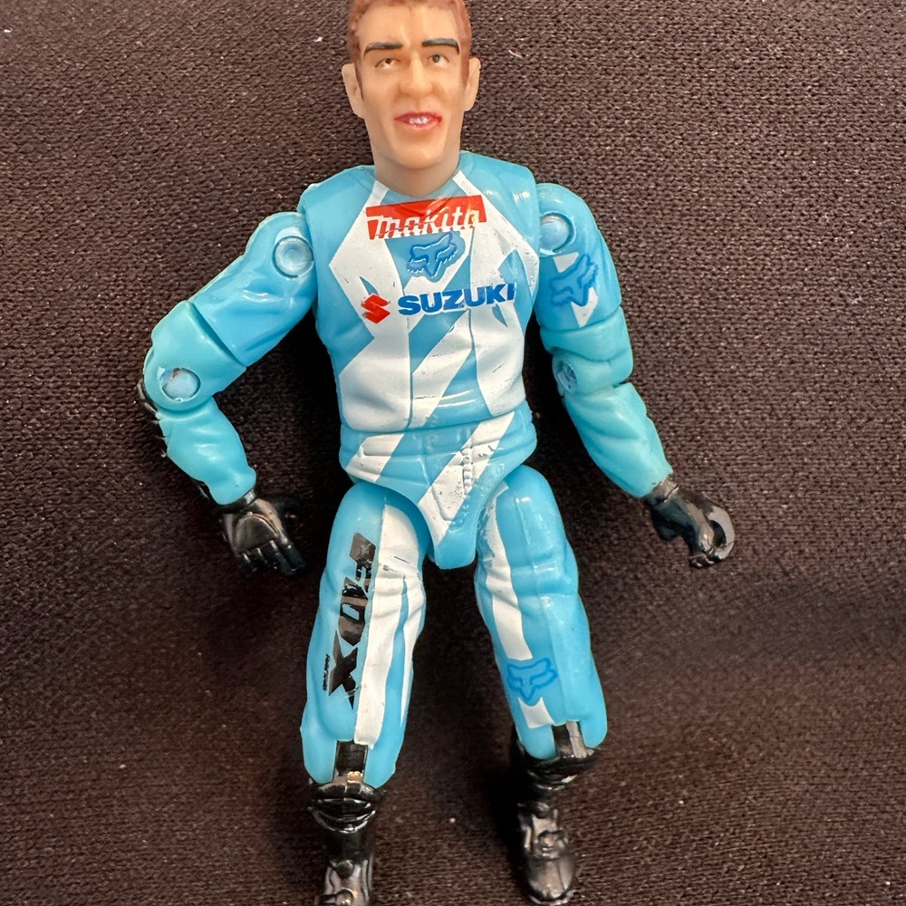 Vintage and Rare Ricky Carmichael Suzuki Motocross Blue Racing Action Figure
